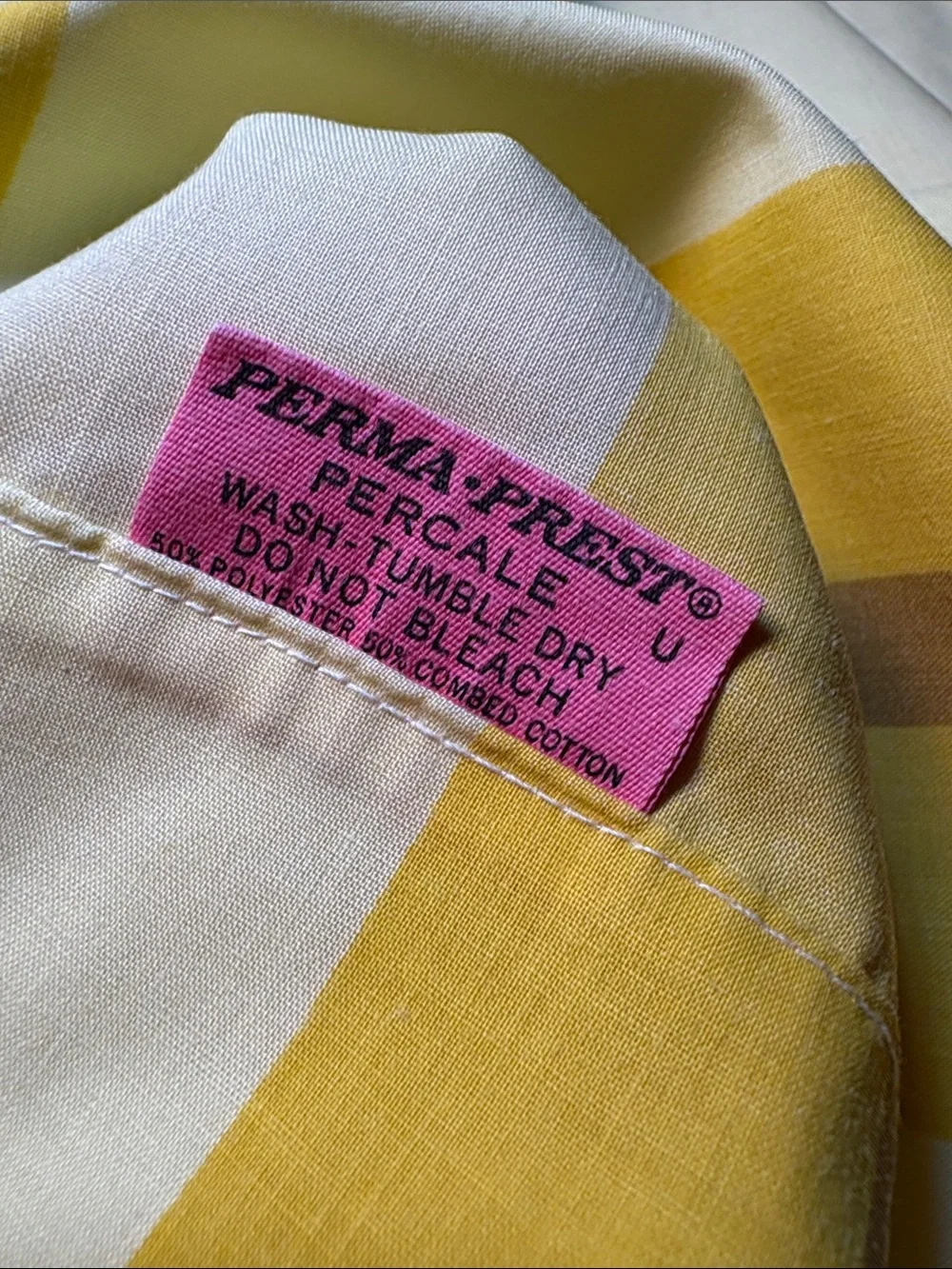 Perma-Prest Vintage 70’s Yellow, gold and Green Striped FF spots.